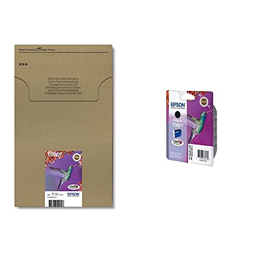 Image of Epson Claria Photographic Ink, Six Colours, Multipack &C13T08014011 Original T0801 Claria Ink Cartridge, Black, Genuine