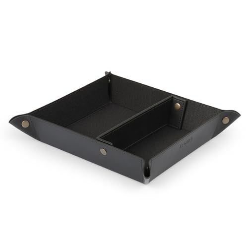 Londo Leather Tray Organizer - Practical Storage Box for Wallets, Watches, Keys, Coins, Cell Phones and Office Equipment