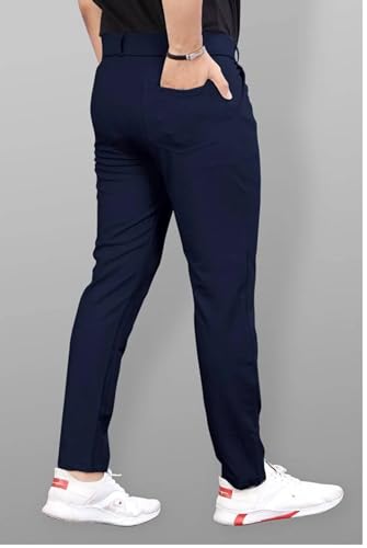 Image of NoseQueen Men's Slim Fit Cargo Trousers | Stretchable Formal Men Trousers | Stylish Slim Fit Trouser for Men | Polycotton Knitted Fabric Pant for Men's