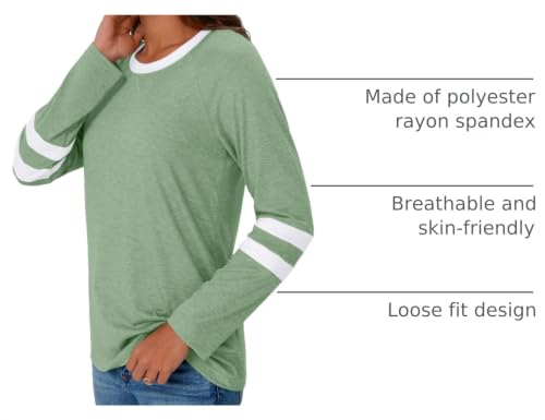 Image of AUTOMET Womens Color Block Long Sleeve Shirts Oversized Crewneck Casual Top