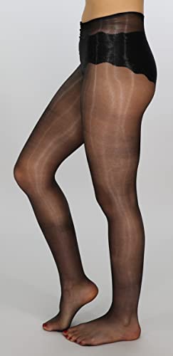 Mona's Choice Ultra Sheer Pantyhose/Sheer to Waist Pantyhose/Glossy Pantyhose (1, Black 1 Denier)4