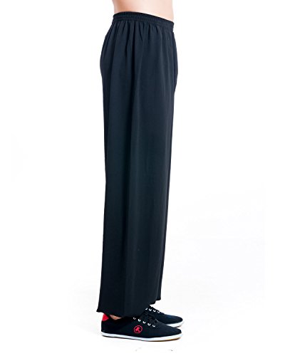 ICNBUYS Men's Kung Fu Tai Chi Pants Cotton Silk XXL Black - Thumbnail 3