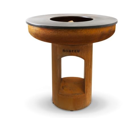 BonFeu BonBiza - Brasero Exterior - Acero - Jardineria - Brasero - Jardin - Estufa Exterior - Chimeneas Exterior Chimenea de Jardín Multifuncional (BonBiza Óxido XL Abra (98x98x100cm))