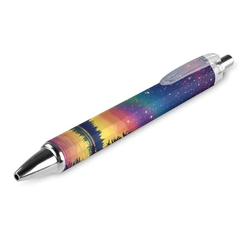THKVSV Colorido bolígrafo Aurora con diseño de cielo estrellado y lago, retráctil, 0,5 mm, para mujeres y hombres, oficina, 1 unidad