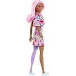 Barbie Fashionista Vestido floral un hombro con pierna protésica Muñeca con pelo rosa y gafas, juguete a la moda +3 años (Mattel HBV21) 10 Barbie Fashionista Vestido floral un hombro con pierna protésica Muñeca con pelo rosa y gafas, juguete a la moda +3 años (Mattel HBV21)