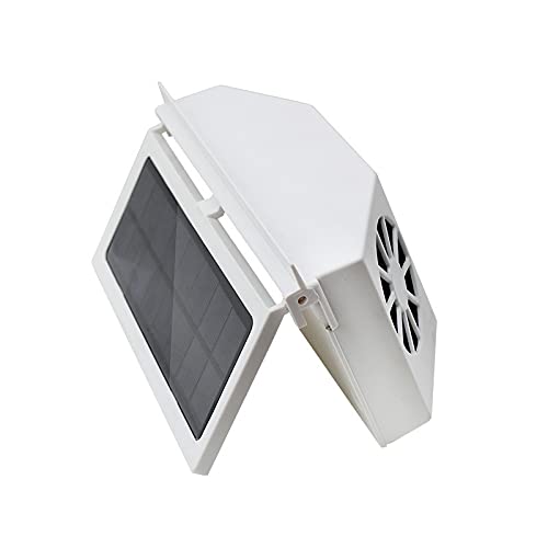 Unifizz Solarny wentylator z cienkimi oknami, zasilany energią słoneczną, wentylator samochodowy z trzema wentylatorami zapewnia wydajne chłodzenie, 1,5 W, tworzywo ABS, biały