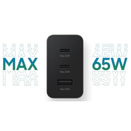 Image of 65W GaN USB-C 3 Port Charger for CMF by Nothing | 3-in-1 USB-C to USB-A Fast Charging Adapter for Phone 2A Plus /2A /2 /1, Samsung S24 Ultra /S23 /S22 /Z fold /Flip, iPhone 16,Tab /Pad | 65W, 45W, 18W, Black