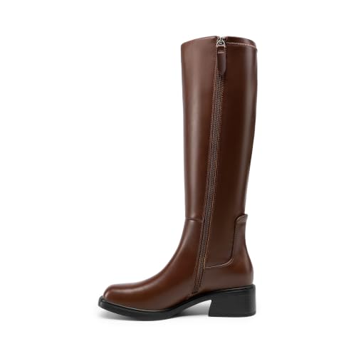 Image of DREAM PAIRS Women's Knee High Boots | Square Toe Low Block Heel Casual Comfort Riding Long Boots with Side Zipper