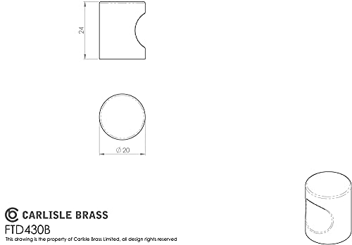 Carlisle Brass FTD430BPS FTD Stainless Steel Cylindrical KNOB 20MM, Polished Steel, 20 mm - Image 2