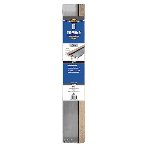 Image of M-D Building Products 76265 4-9 /16 in. x 1-1 /8 in. x 36 in. Silver Adjustable Aluminum & Hardwood Threshold Kit - Versatile Solution for French and Exterior Doors