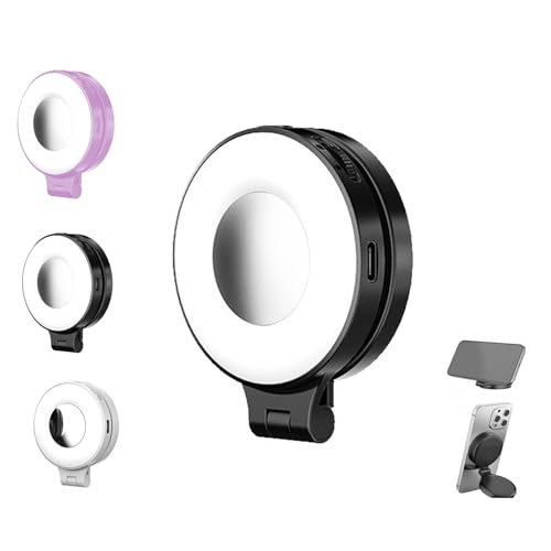 3-in-1 Magnetic Beauty Selfie Light per Phones Foldable Fill Handheld Photography Portable Photo Live Broadcast 3 Lights Modes per Makeup and Blck