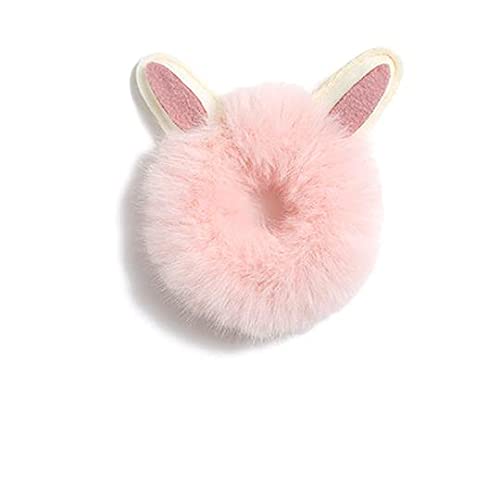BAKEFY 3 PIECE Hair Scrunchies Women Fur Rabbit Bunny Ear Ties Fuzzy Furry Bands