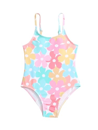 WDIRARA Toddle Girl's Floral Print Spaghetti Strap One Piece Swimsuit Beach Swimwear