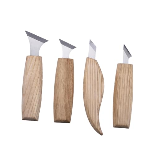 Sewroro Polished Metal Cutting Bits Hardwood Handle Carving Chisel Wood Carving Kit Gouge Tool Carpenter Tool Set