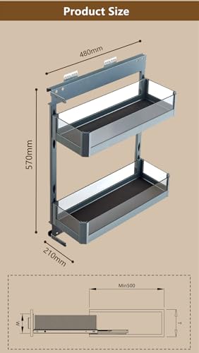Image of DBR Kitchen Cabinet Side Mounted Bottle Pull Out Unit BPO with Soft Close (250 MM, Glass Finished)