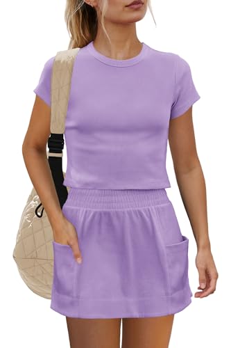 Yanekop Womens 2 Piece Tennis Skirt Sets Outfits Two Piece