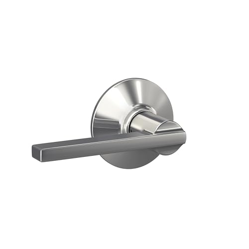 Image of SCHLAGE Latitude Hall /Closet Passage Door Handle, Reversible, Bright Chrome | Hall or closet lever door handle with no lock, Easy to install, Certified durability, Universal fit
