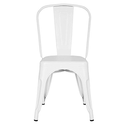 Modern Mid-Century Dining Kitchen Metal Side Arm Chair Copper Bronze Rustic Distressed Dining Bistro Cafe Stackable Side Chair,Set of 4 (4White)