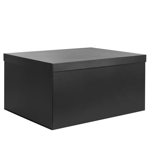 Caja de Almacenamiento, Negro Cajas Almacenamiento con Tapa 38 x 28 x 19 cm Grande Caja Almacenamiento con Cinta Cajas Almacenamiento Cartón para Hogar Dormitorio Sala de Estar Oficina Escuela