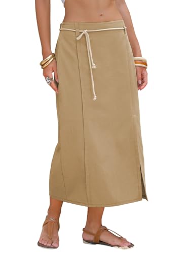 EXLURA Women's Linen Midi Skirt - $9.99 with Code FKCVIX9Y