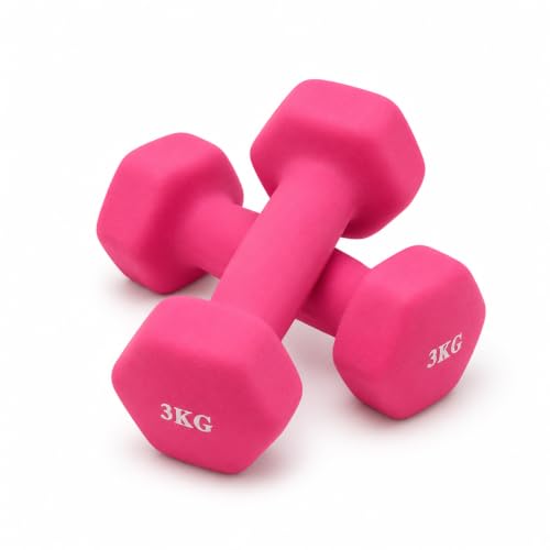 ANIKEES Neoprene Dumbbells Pair – Hex Anti-Roll Hand Weights with Non-Slip Grip for Home Gym, Strength Training, Pilates, Yoga, Fitness & Weight Train
