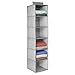 mDesign Fabric Hanging Closet Storage Organizer, for Clothing, Sweaters, Shoes, Accessories - 6 Shelves, Gray