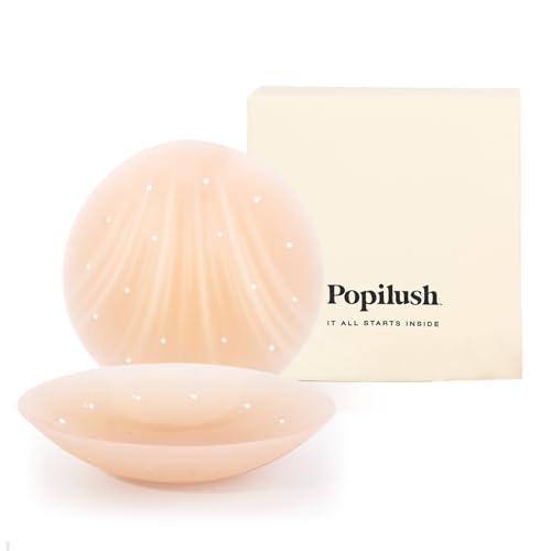 Popilush Nipple Covers for Women Sticky Bra Silicone Adhesive - Breathable Invisible Reusable for Wedding, Backless Dresses