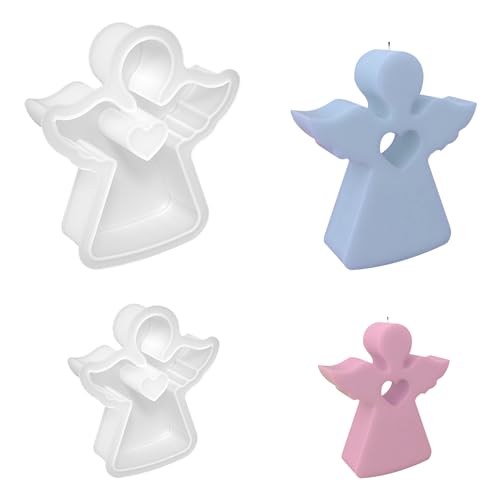2 Stück Engel Silikonform Gießformen - Engel Kerzenformen zum Gießen, Giessform Silikon für DIY Kerzen, Seife, Gips, Handwerk