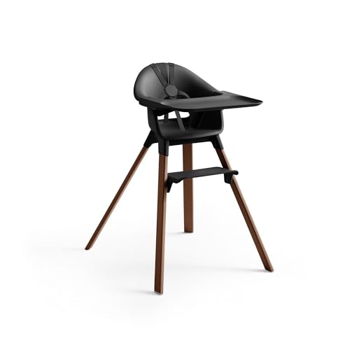 Trona Stokke Clikk, Black/Warm Brown - Trona todo en uno con bandeja + arnés - Ligera, duradera y para viaje - Ergonómica con características ajustables - Ideal niños de 6-36 meses