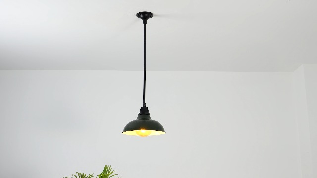 Image of JONATHAN Y Jasper 12.25 inch Matte Green & Black Industrial Metal Dome Pendant