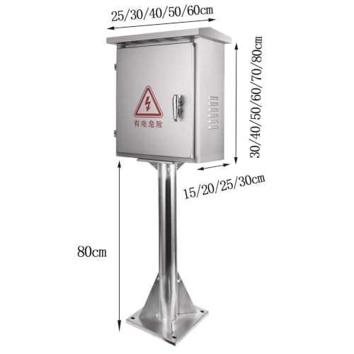 Caja de conexiones eléctricas exterior de acero inoxidable con poste de 80cm 3