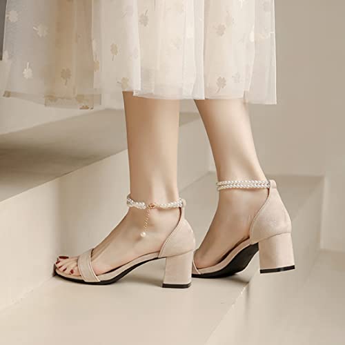 Gift girl 1 Pair Double Layer Pearl High Heels Ankle Straps with Self-Adhesive Heel Cushion Detachable Pearl Shoe Straps3