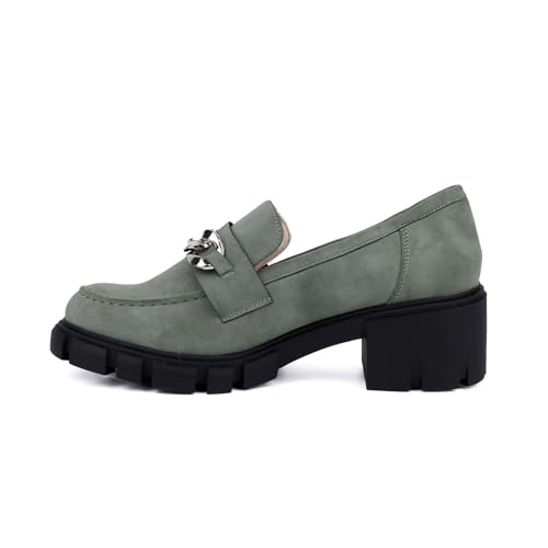 Image of Bandkos Womens Slip On Penny Loafers Platform Chunky Loafer Lug Sole Suede Work Business Casual Dress Uniform Oxfords with Metal Chain