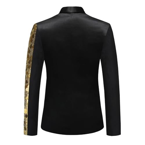 Mens Sequin Dinner Tux Dress Blazer Slim Fit Notch Lapel Gold Sparkly Suit Jacket One Button Performance Host Sport Coat3