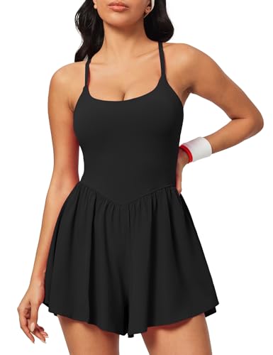 IUGA Athletic Romper with Bra Soft Workout Romper for women Tummy Control Jumpsuits with Double Lined Summer Outfits Gym Sets