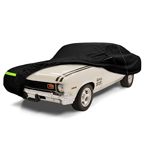 Image of Waterproof Car Cover Compatible with Chevrolet II Nova /Nova SS 350 /350 SC 1962-1974 Sedan /Coupe 210T All Weather Classic Car Covers with Zipper Door for Snow Rain Protection