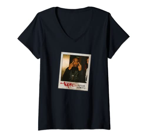 Womens Tupac Trust Nobody Photo V-Neck T-Shirt