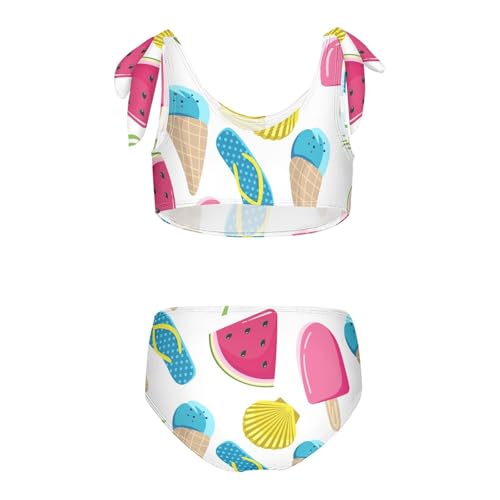 Girls Summer Watermelon Ice Cream Swimsuit Two Pieces Bikini Set Bathing Suits Swimwear Crop Top Swimsuit Set2