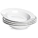 Y YHY 20 Ounces Porcelain Pasta, Soup, Salad Bowls, 9.5 Inches Wide Rim Bowl Set, White, Set of 4