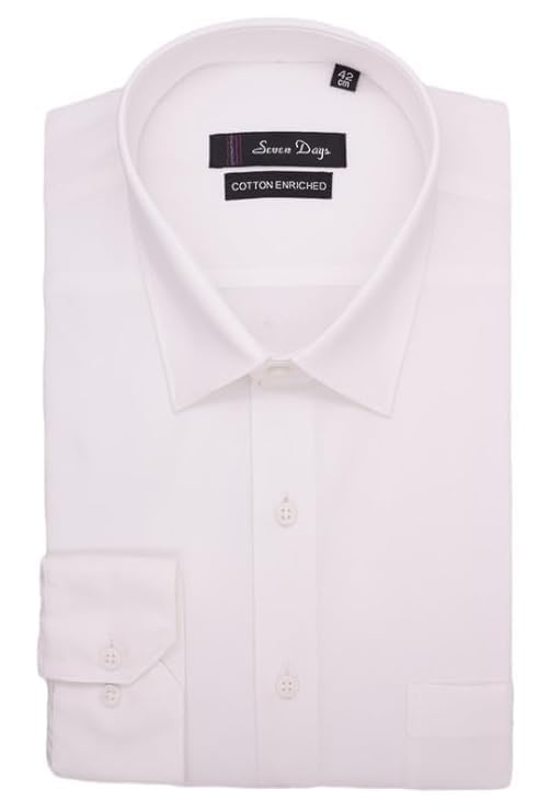 Image of 7-DAYS Men's Premium Formal Shirt - Cotton Rich, Regular Fit, Full Sleeve, with Pocket, Durable & Easy Care - Perfect for Office & Everyday Wear