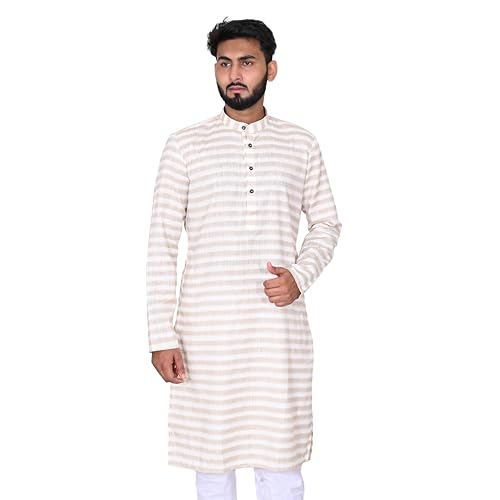 RICHART white linen Cotton kurta for men, ethnic tradtional wear, cotton striped kurta pyjama, kurta men3
