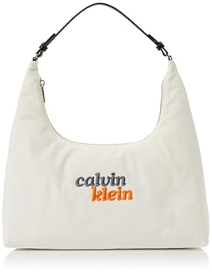 Calvin Klein Donna Borsa a Spalla Graphic Canvas Medium con Zip, Bianco (White Canvas), Taglia Unica
