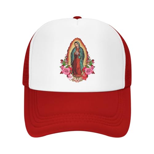 Virgen De Guadalupe Virgin Mary Flowers Trucker Hat Snapback Mesh Baseball Cap Unisex2