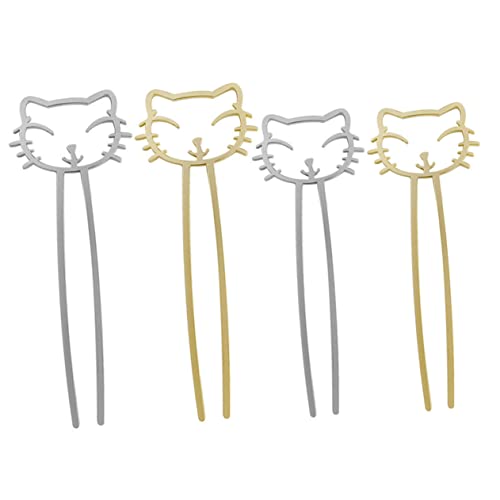 Bâtons à cheveux chat Healeved (4 pièces) pour coiffure chic
