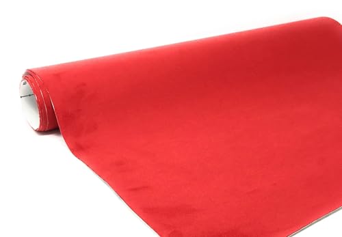 Image of Suede Fabric Wrap - Self Adhesive Film Sticker Silky Decal Sheet for Car Interior Furniture Upholstery DIY Elastic Stretch Peel and Stick (Rose Red, 17.5 in x 70 inch)