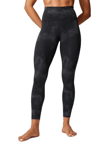 CRZ YOGA Damen Butterlift High Waist Workout Leggings Blickdicht Sportleggings Yoga Pants Sport Fitness Gym Leggins - 64cm Schwarze Tie-Dye-Blumen 36