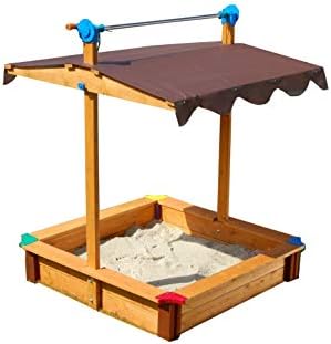 GASPO Sandpit Felix | L 100 x W 100 x H 120 cm | Wooden sandpit with retractable roof | simple kit system
