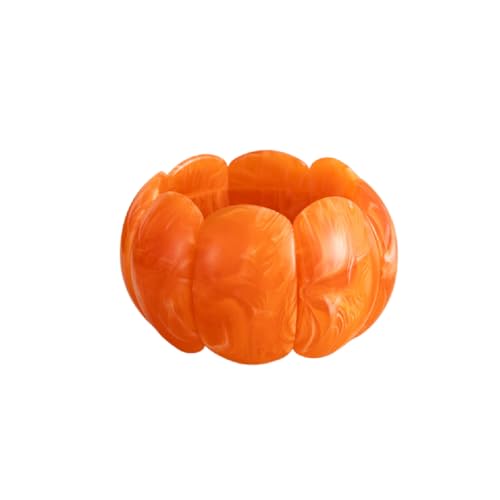 Caiyao Retro Acrylic Chunky Geometric Elastic Bangle Bracelets Colorful Wide Chunky Irregular Resin Wristband Statement Bracelet for Women Fashion Party Wedding Jewelry Gifts (Orange)