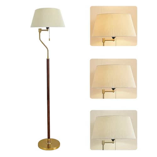 Lampadaire moderne du milieu du siècle en métal imitation bois réglable