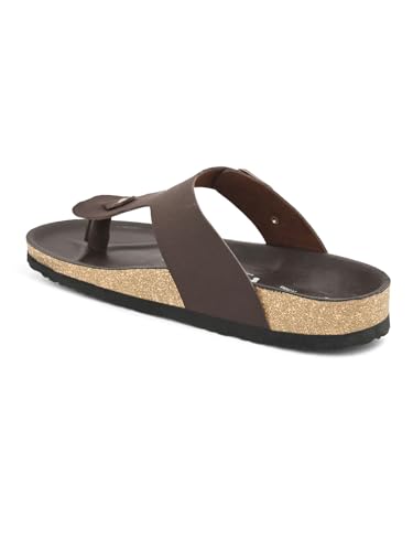 Image of EL PASO Men's Suede Leather Cushioned Cork Sole Sandal Slippers (Size 6 to 12)